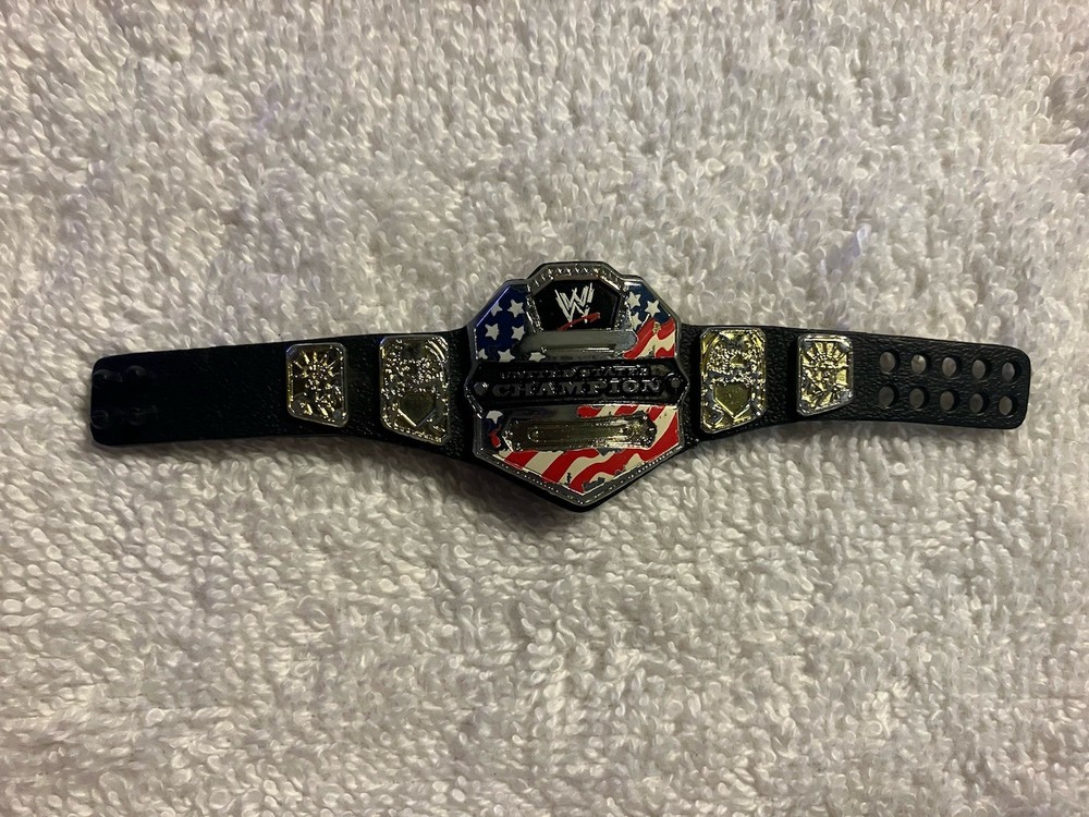 Mattel WWE United States Championship Champion Title Belt Black Strap WORN PAINT