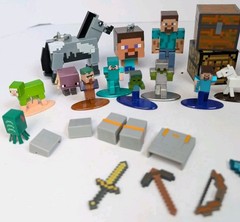 Minecraft Action Figure 34 Pc Lot Mixed Characters Blocks Varies Sizes Metal
