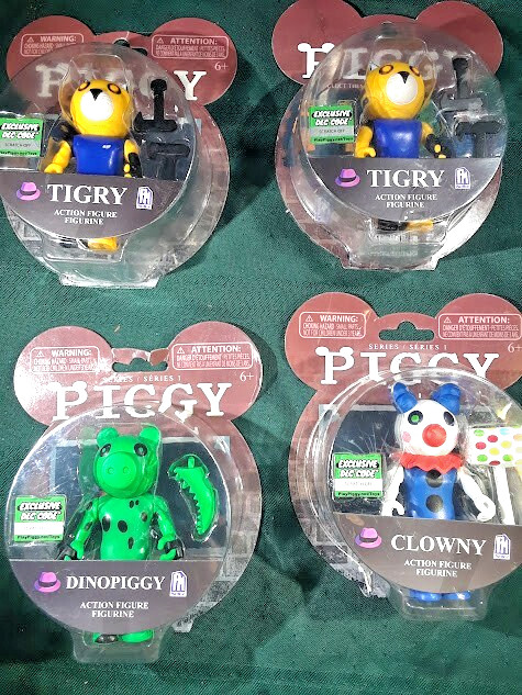 LOT OF 4 ROBLOX PIGGY SERIES 1 CLOWNY, DINOPIGGY, 2 TIGRY In boxes