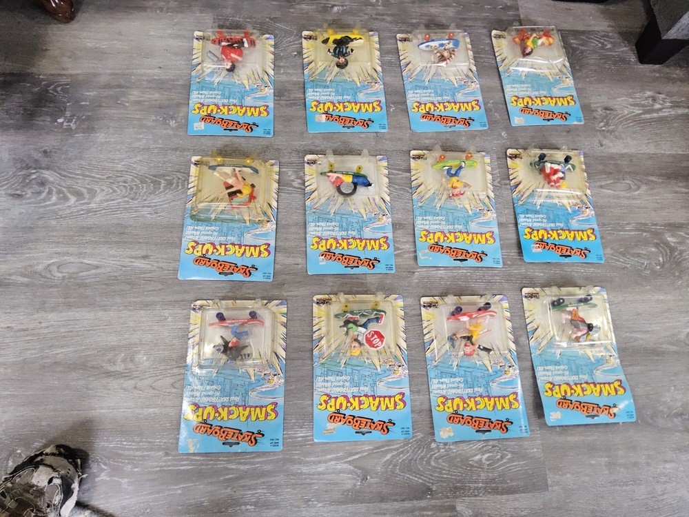 Vintage 1980s Complete Set Of 12 Smack_Ups Skate Board Toys.
