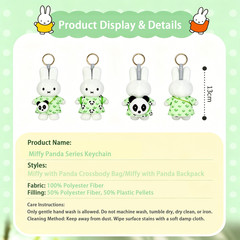 Miffy Soft Cute Panda Plush Doll Pendant Sweet Rabbit Keychain Charm 13cm