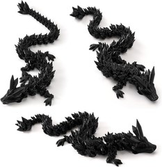 3Pcs 12In 3D Printed Crystal Dragon Glow in the Dark,3D Printed Flexible Articul