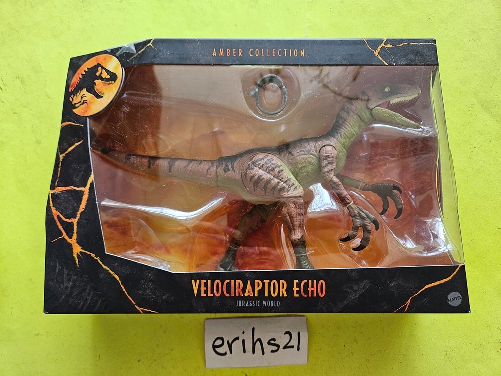Mattel Jurassic World Park Amber Collection Velociraptor Echo Dinosaur Figure🔥