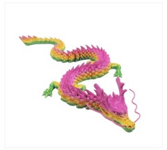 Rainbow 3D Printed Crystal Dragon Flexible Articulated Fidget Toy Decoration