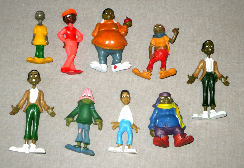 VINTAGE FAT ALBERT & JUNKYARD GANG COSBY KIDS TV SHOW TOY 8 FIGURE PLAY SET + 1