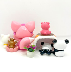 Kawaii Bear & Panda PVC Toy Figure Lot – LinaBell, Lotso, Tiny Friends w/ Plant