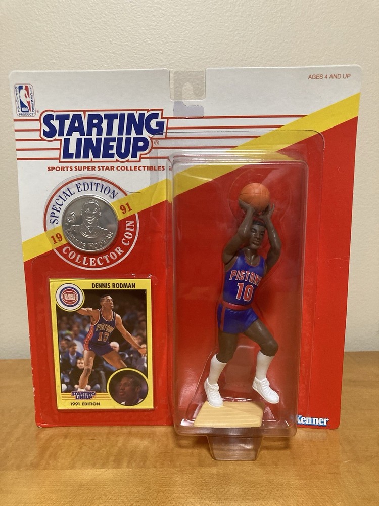 Starting Lineup NBA 1991 Detroit Pistons Dennis Rodman Rookie Piece Great Cond