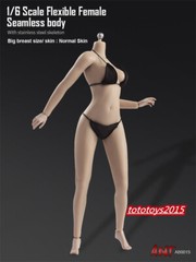 US STOCK 1:6 Flexible Seamless Normal Skin Large Bust Breast Female Figure Body