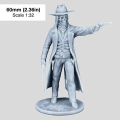 Action Figure Ghost of a cowboy Collectible Miniature Unpainted 1/32 scale 60mm