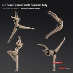 US 1:6 Flexible Female Seamless Body Suntan Skin Large Bust Breast Figure Body