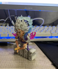 Luffy Style Figure 10cm Gear 5 Chibi Sitting Pose PVC Action Figurine Model