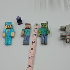 Minecraft Lot Figures Key Chain Mini Figs & Wolves Zombie Steve GUC