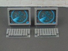 Custom 1:12 Scale Mission Control Room 4pc Radar Monitor Diorama Prop Set TYPE1