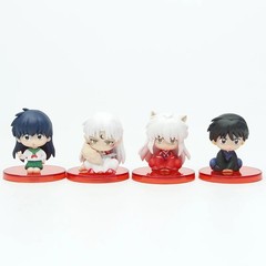 4pcs Inuyasha Anime Figures Set Cute Kagome Sesshomaru Shippo Mini Model Toy