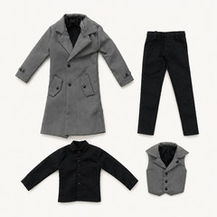 1/6 Trench Coat Suit Vest Shirt Pants Outfit Set For 12″ Hot Toys Male Figure