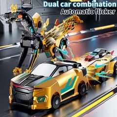ZDRKWSM Collision Transforming Dinosaur Car 4.5 x 5.3 x 1.8 inches, Golden