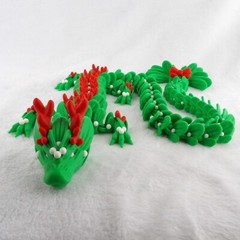 Mistletoe Dragon – 3D Printed Articulated Holiday Toy – Cute Christmas Gift Idea