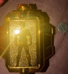 Power Rangers Super Megaforce gold key holder buckle and clear silver ranger key