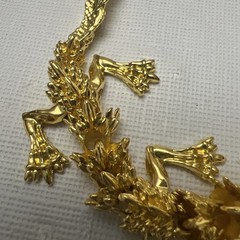 Chinese Gold Tone Articulated Dragon Figurine 3D Zodiac Tabletop Feng Shui Decor