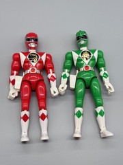 LOT 2 MMPR 8″ 1993 Mighty Morphin Power Rangers Bandai Red Green Ranger Vintage