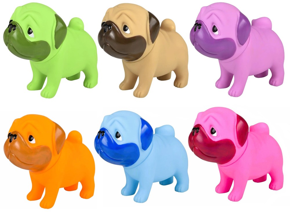 Big Rubber Pug Dog with Squeaky Sound and Movable Head (Large – 5.5″ Toll and 6″