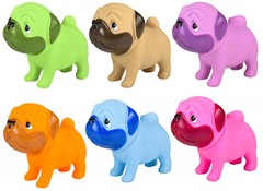 Big Rubber Pug Dog with Squeaky Sound and Movable Head (Large – 5.5″ Toll and 6″