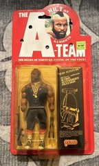 VINTAGE 1983 GALOOB A-TEAM MR. T B A BARACUS ACTION FIGURE ON CARD – WEAR READ!