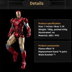 Marvel Avengers Iron Man 2 Mark 6 MK6 Ironman Toy LED Light Action Figure Model
