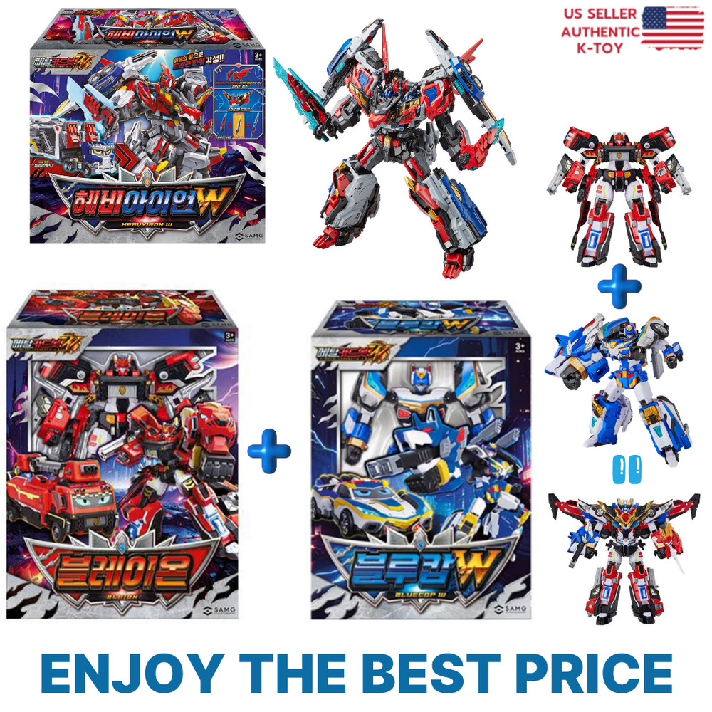 Metal Cardbot W HEAVY IRON + BLAION & BLUE COP W Grand Blue Leon Transform Robot