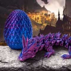 Easter Gift 3D Printed Dragon w/Egg Crystal Dragon Fidget Toys Full Articulated