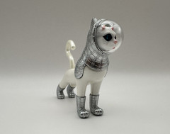 Silver Ship’s Cat – Standing Cat Gashapon – by Kenji Yanobe – 2.8in