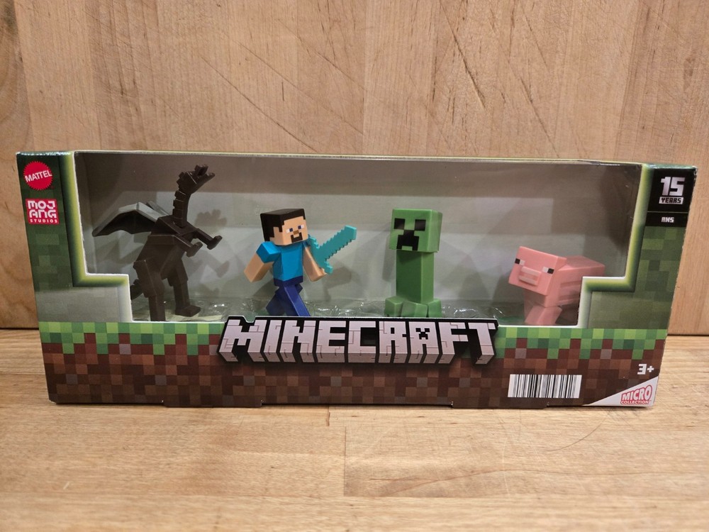 4 Pack Ender Dragon Steve Creeper Pig MINECRAFT 2023 Mattel 15 Years-NEW