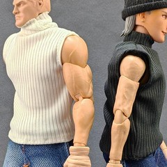 1/12 Turtleneck Sleeveless Vest Denim Shorts Outfit For 6″ Male Action Figure