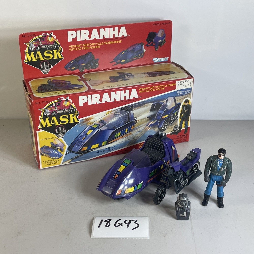 Piranha w/Sly Rax & Box M.A.S.K MASK Kenner Venom CPG 37350 Vintage 18G43