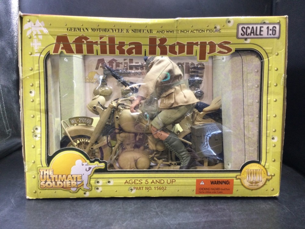 RARE Afrika Korps German Motorcycle & Sidecar Action Figure NIB Ultimate Soldier