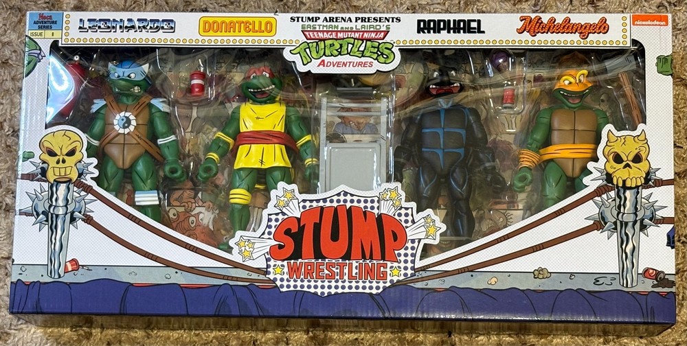 NEW NECA Teenage Mutant Ninja Turtles Cartoon Stump Wrestling Turtles 7″ 4-Pack