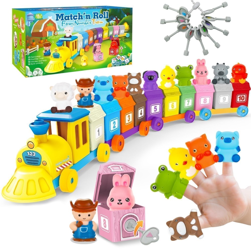 Farm Animals Train for Toddlers 1 2 3 4 5 Years Old, Counting, Matching, Sort…