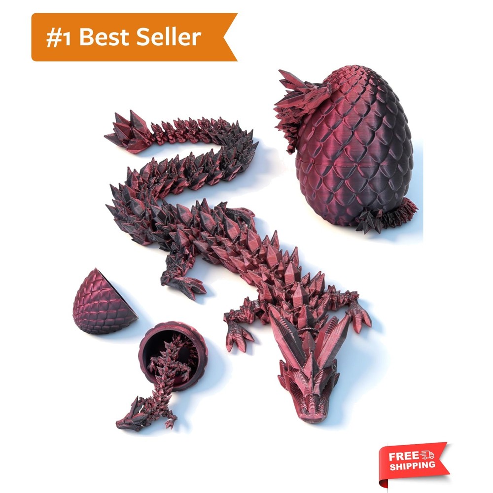 12″ 3D Printed Dragon Egg, Mystery Articulated Crystal Dragon Egg Fidget Toys…