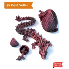 12″ 3D Printed Dragon Egg, Mystery Articulated Crystal Dragon Egg Fidget Toys…