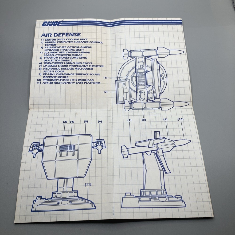Air Defense ORIGINAL Blueprints Vintage 1985 Hasbro G.I.Joe ARAH