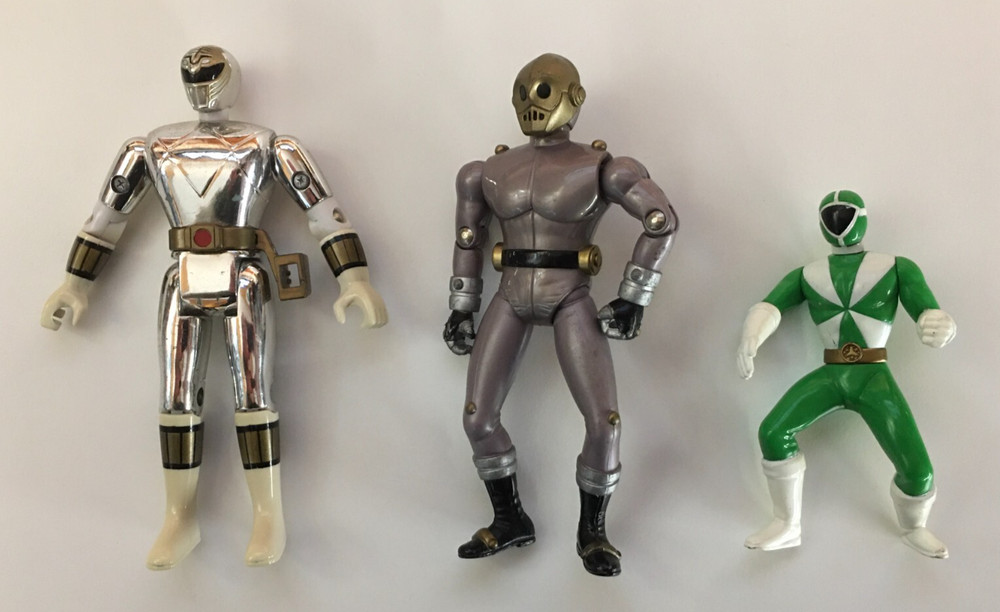 Lot of 3 Mighty Morphin Power Rangers – Silver Ranger, Cogs Alien & Green Ranger