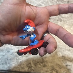 Lot Of 5 Vintage Smurf PVC Plastic Figures, Skateboard, Mushroom Sports