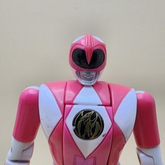 POWER RANGERS MMPR Flip-Heads Lot of 5 RED BLACK BLUE Complete & GREEN PINK Near