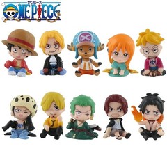 10PCS One Piece Figures Set Luffy Law Sabo Zoro Sanji Nami Chopper Marco Ace Rog