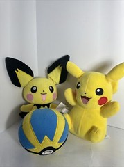 2 Pokémon Plush Pikachu 8″ Plus Pokeball Stuffed Animal WCT Wicked Cool Toys