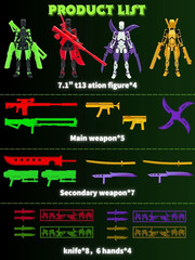 4-Pack T13 Action Figure Set,7 Inch Multi-Colored Titan 13 Robot, Dummy 13, 3D P