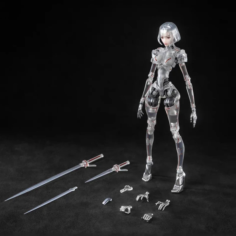 18cm Bone Workshop 1/12 AI Agent Lady Transparent Mech Action Figure