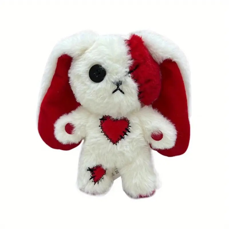 Goth Bunny Red/ White Plush (Size: 7.09in×5.12in) Christmas Gift