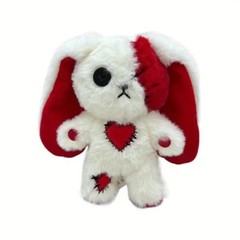Goth Bunny Red/ White Plush (Size: 7.09in×5.12in) Christmas Gift