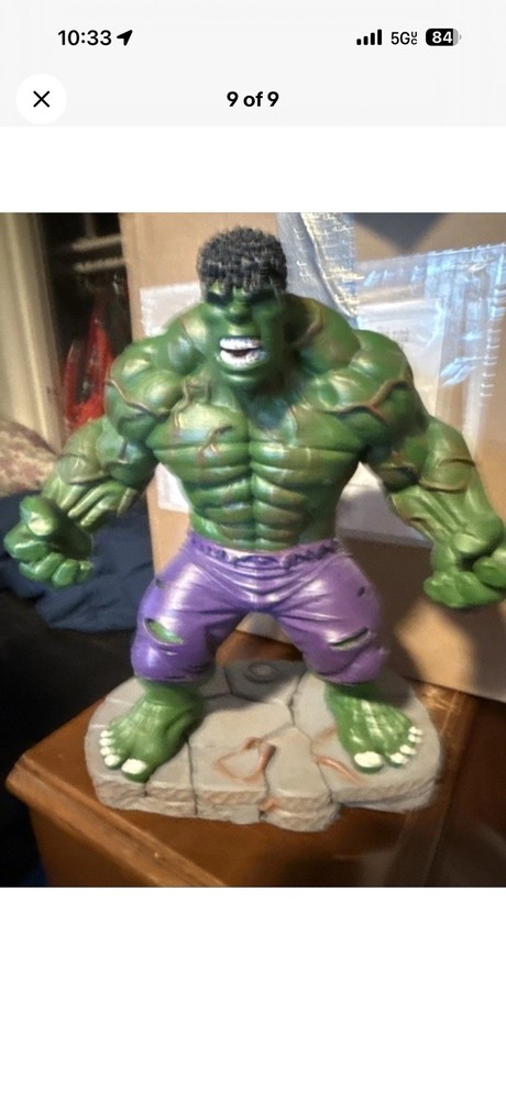 Hulk Plastic Figure Green/Purple w/ Gray Base Comic Book Heroes 11 inches